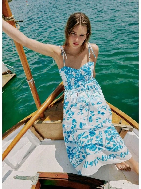 Vestido Midi sin Tirantes con Estampado de Corazón, Estilo Vacacional para Mujer, Verano, Tela de Poliéster, Sin Mangas, Corte Ajustado, para Banquetes y Vacaciones