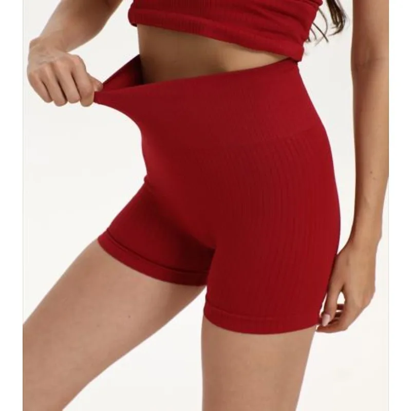Sports Three Point Shorts Women Ribbed Slim Shorts High Waist Stretchy Leggings Gym Workout Running Sexy Hip Liftting Yoga Short - Image 6