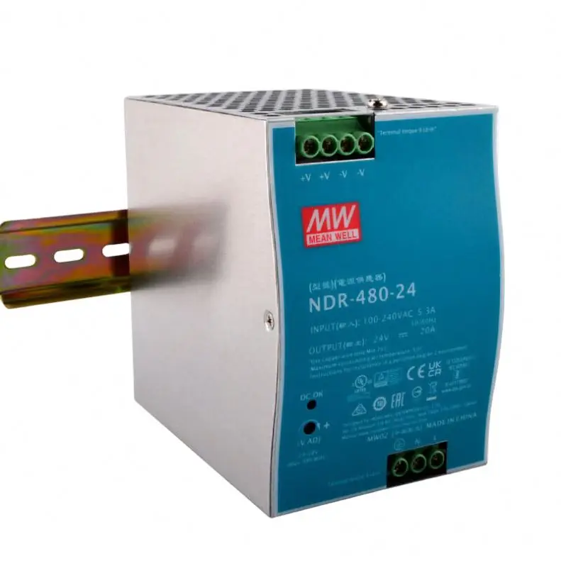 

MEAN WELL MW NDR Series Rail Switching Power Supply Replacement DR DC Regulated Transformer Rail NDR-480-24 24V20A