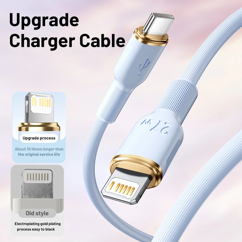 For Apple 27W Type C Fast Charger Liquid Silicone Cable For iPhone 11 12 13 14 Pro Max Mini XR XS X USB Quick Charging Data Line