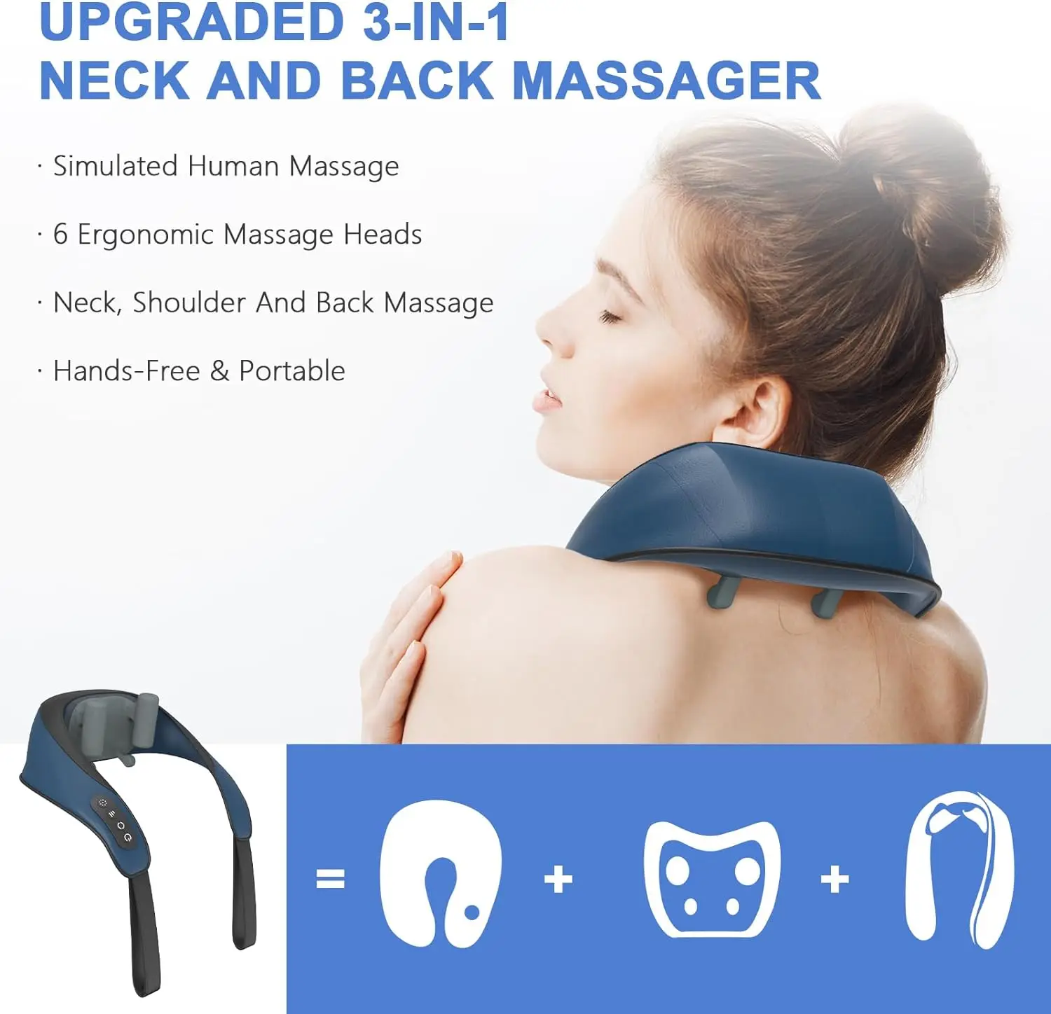 Electric Cervical Massager Convenient Kneading Trapezius Finger Compression Neck Back Shoulder Massager Relieves Neck Pain
