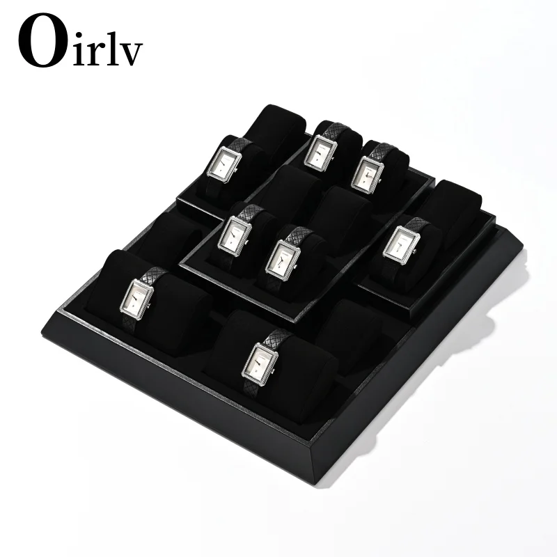 

Oirlv Fashion Black Watch Display Props Set Watch Display Stands with Microfiber Jewelry Organizer Stands for Shop Cabinet