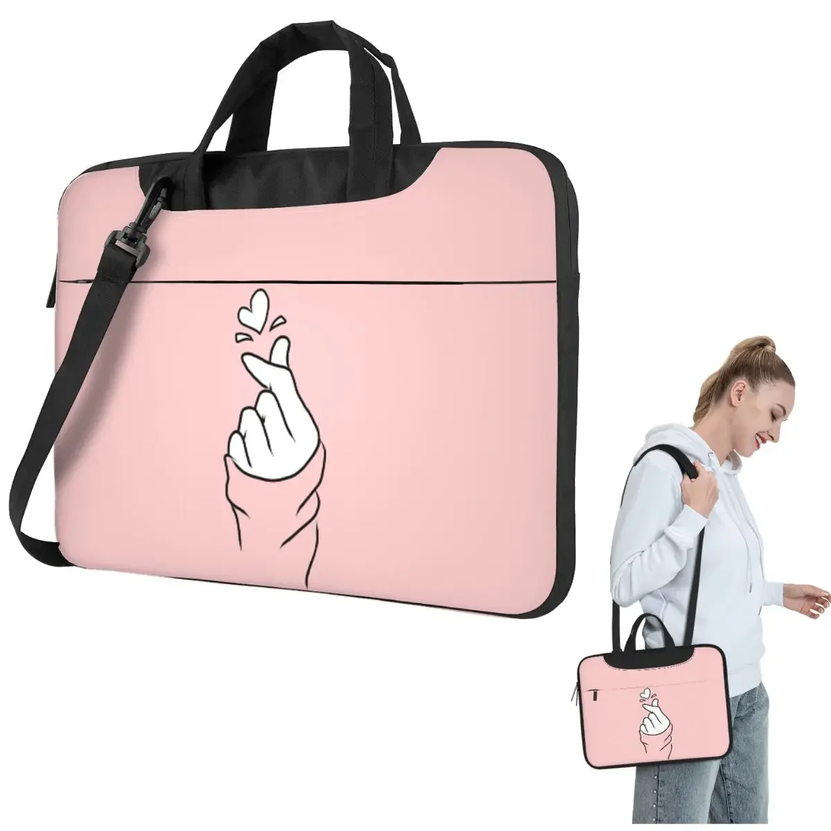 

Cute Heart Crossbody Laptop Bag Case Computer Bag 13 14 15.6 Inch Notebook Pouch for Lenovo