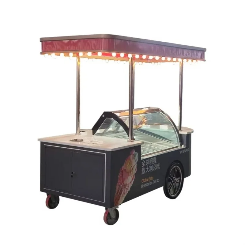

Outdoor ice cream kiosk push car freezer/mobile food cart