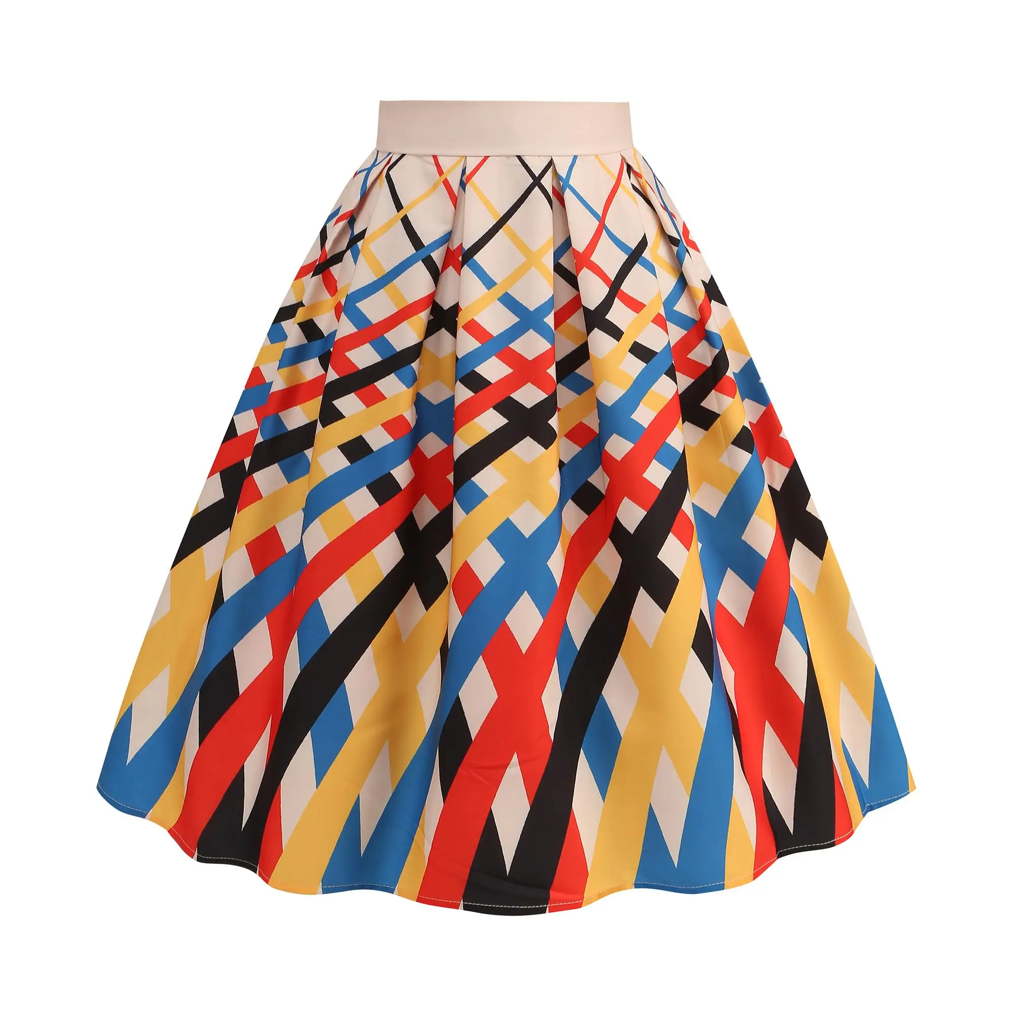 

Retro Commuter OL Faion High Waist Zipper Placement Print A-Line Skirt Women's Midi Skirt Polyester Fiber Floral Pattern