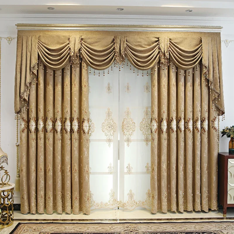 New European High-end Curtains for Living Dining Room High-precision Embroidery Curtains for Bedroom Luxury Coffee Villa Drapery