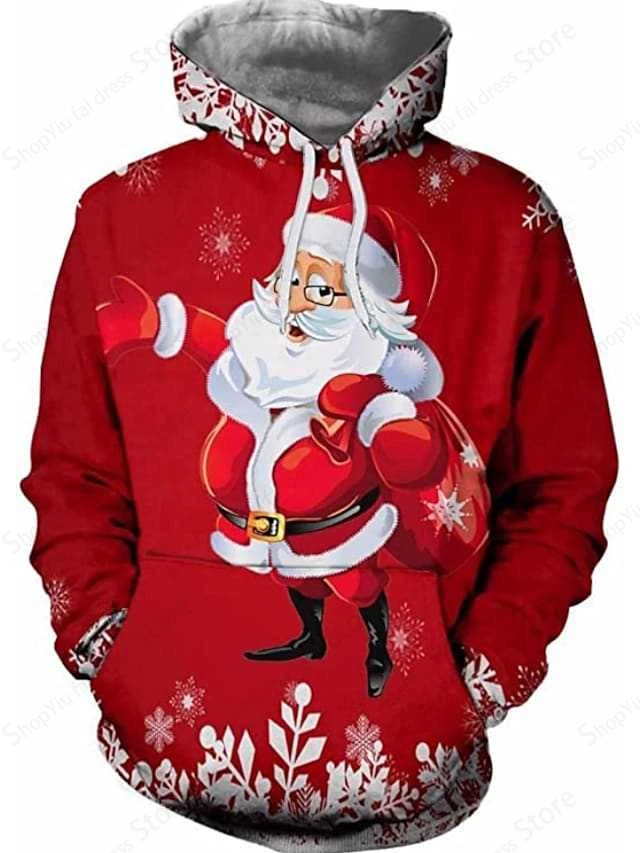 Felpa con cappuccio da uomo albero di natale pupazzo di neve babbo natale felpa con cappuccio 3d uomo donna felpe con cappuccio moda felpa grafica