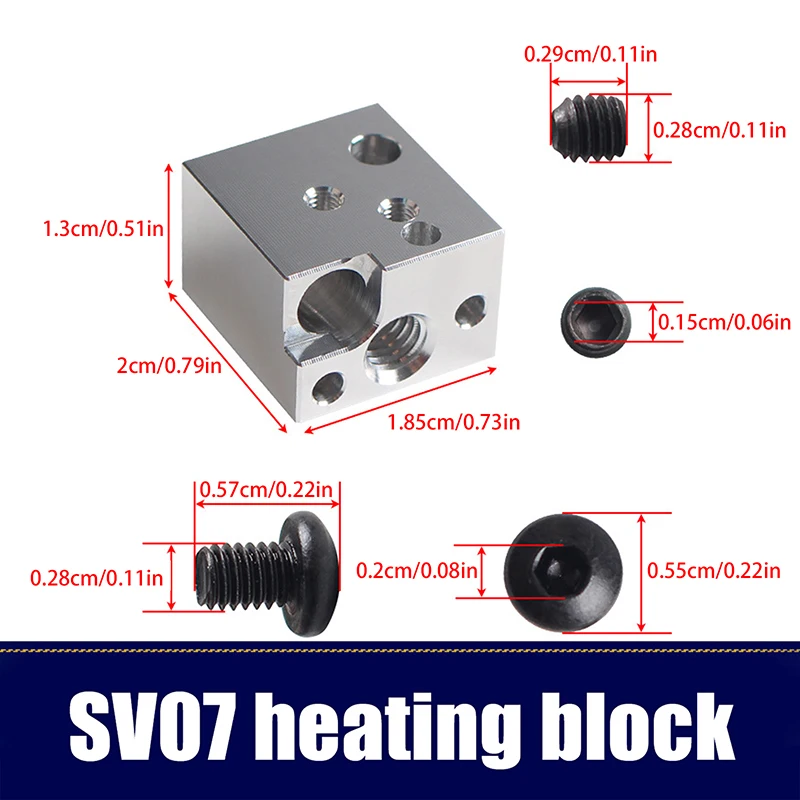 SV07 Экструдер Hotend Нагревательный блок Комплект Высококачественное латунное сопло Устойчивый к высоким температурам комплект для 3D-принтера Sovol SV07