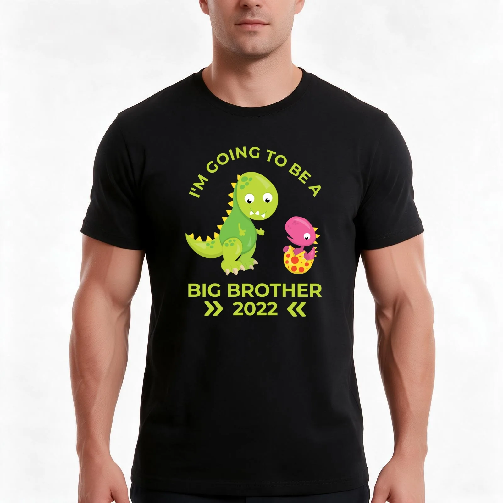 2022 Promoted to Big Brother Dinosaurs T-Shirt, Summer Casual Cotton Tee, Oversized Streetwear Tops, Vintage Graphic Print