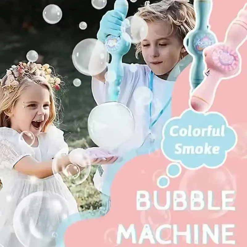1Set Elastic Smog Bubble Machine With Portable Bubble Blower For Birthday Present For Outdoor Fun Includes Bubble Water Bottles