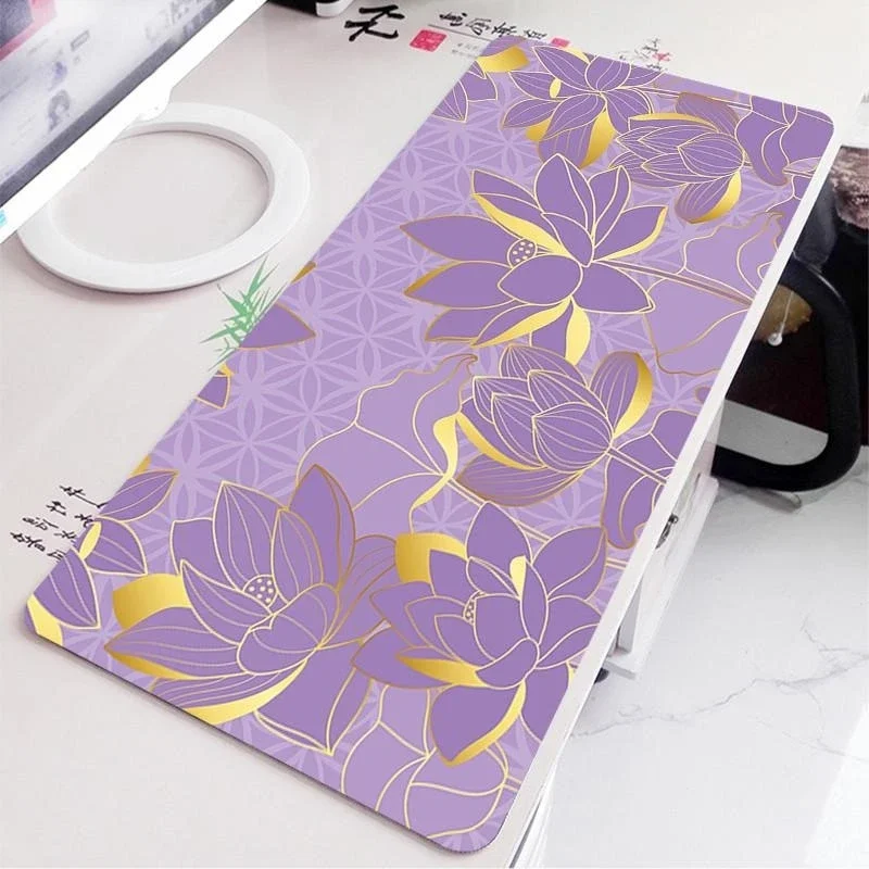 Cute Purple Petals Mouse Pad Gamer HD Custom XXL Desk Mats MousePads Keyboard Pad Art Laptop Soft Anti-slip Office Table Mat.