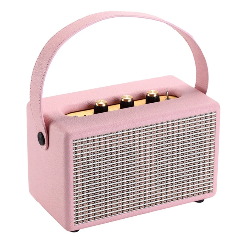 

Professional Portable Wireless Vintage Bluetooth Speakers USB Card Reader Wooden PU Outdoor Home Music Player B