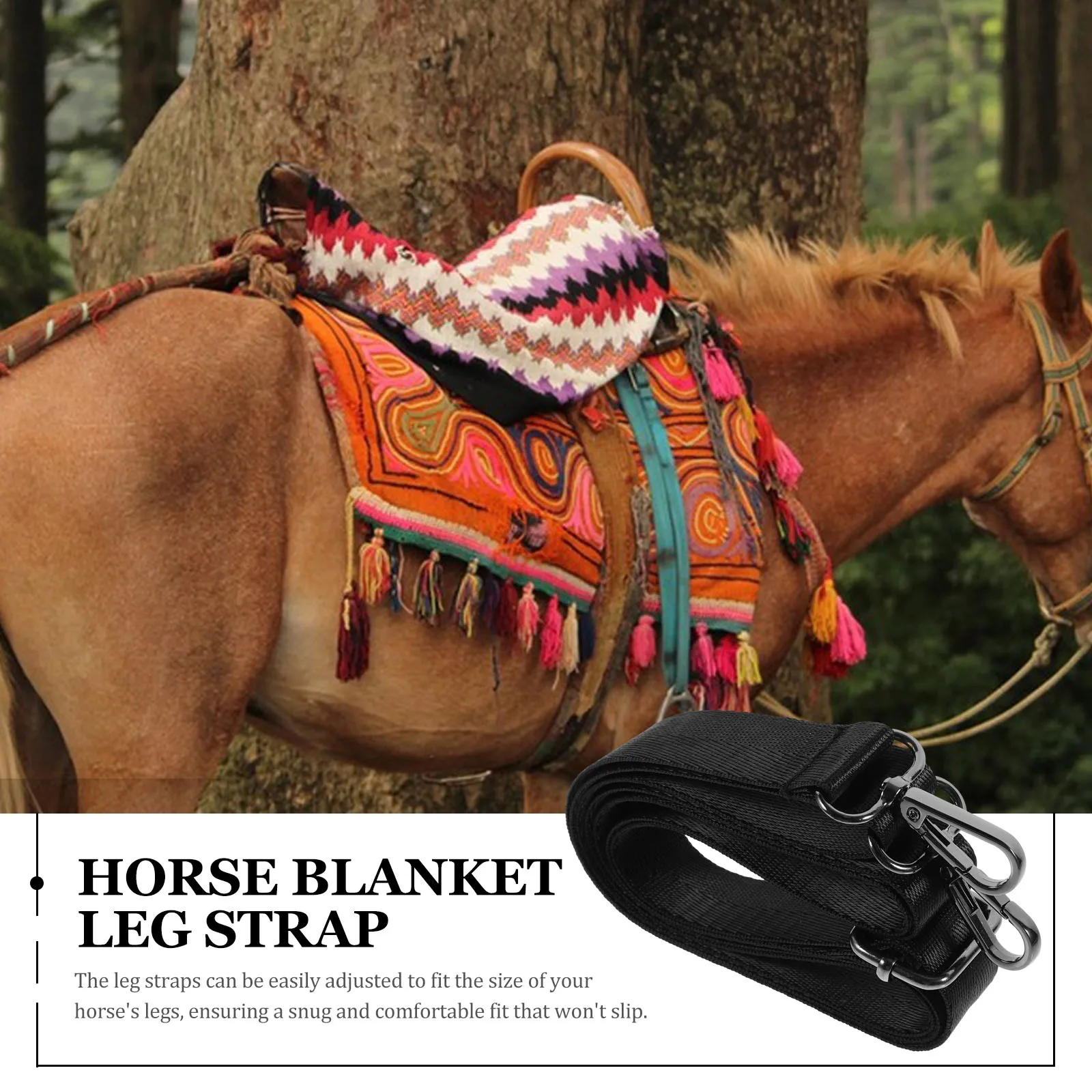 

4pcs Horse Blanket Leg Straps Adjustable Elastic Black Equestrian Accessories Winter Use Fixing Straps for Horse Blanket