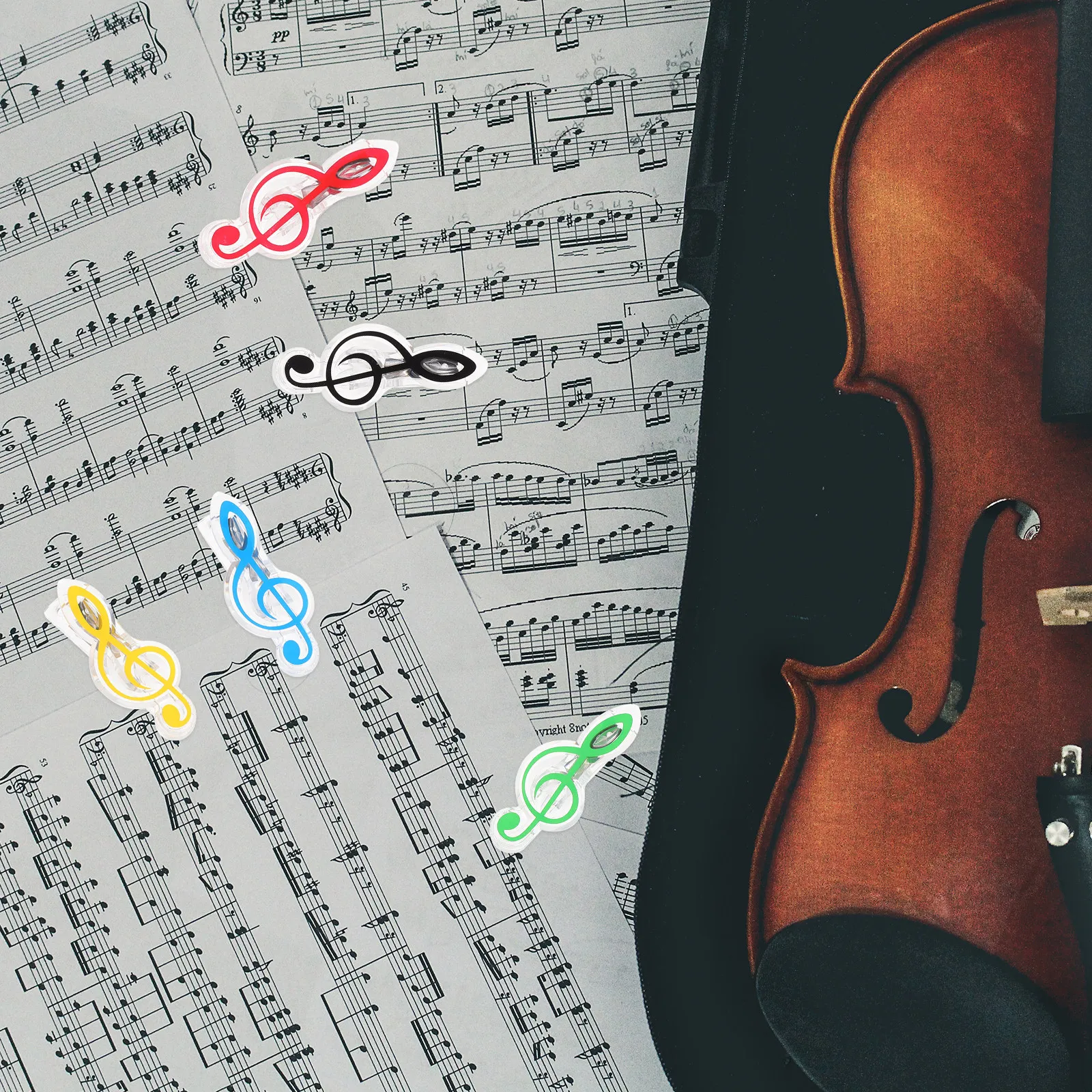 

5Pcs Music Notation Clips Heavy Duty Steel Plastic Score Holder for Piano Sheet Music Outdoor Windy Use Recipe Book Magazine
