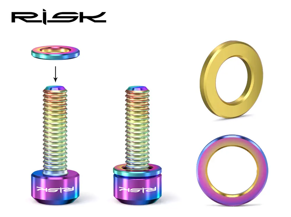 10 stücke Fahrrad Titan Legierung Flache Unterlegscheibe Spacer Für M5 M6 Schrauben Schrauben Muttern Ring Anpassung Dichtung für disc Bremssattel – Detail 3