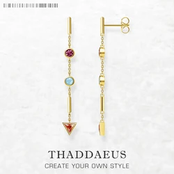 Golden Drop Earrings Colorful Ornament,Europe Fine Jewelry For Women Summer Lucky Romantic Gift In Sterling Silver 925