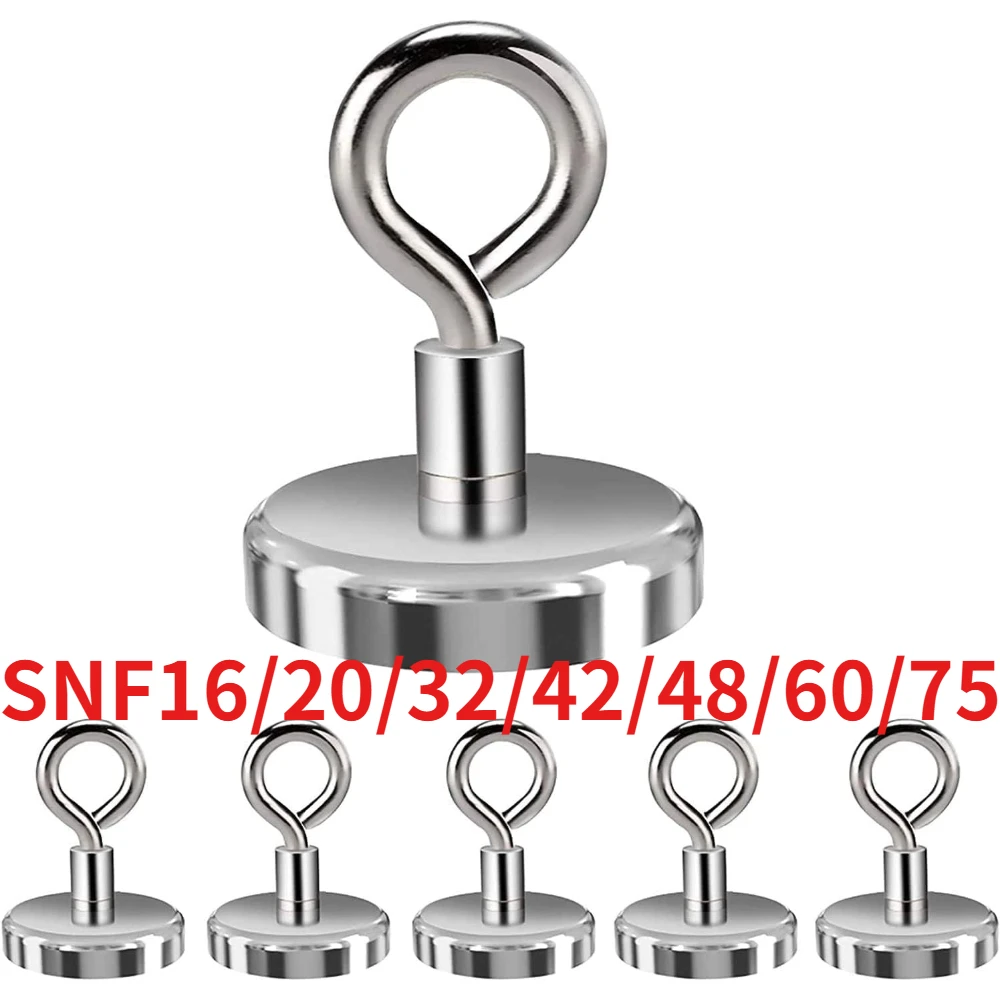 Multi‑Size SNF Series Salvage Magnets with Hanging Ring, Suction Iron Stone for Metal Object Retrieval & Workshop Storage