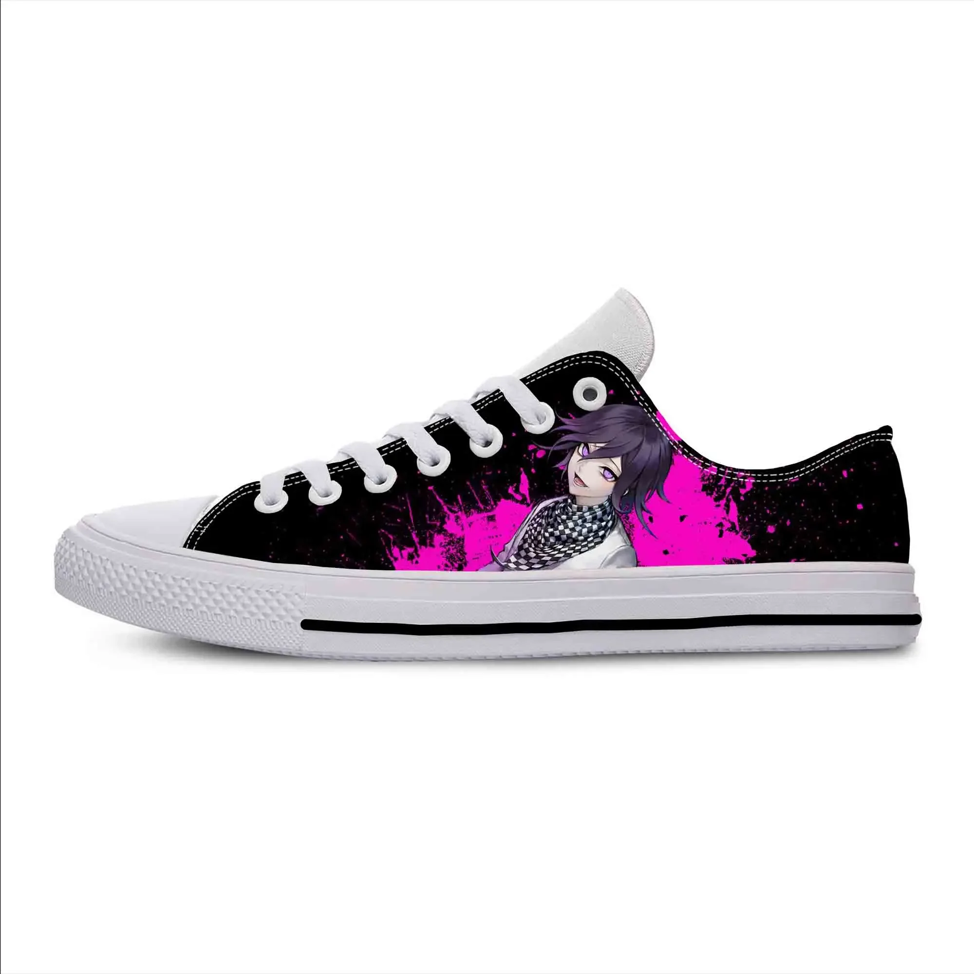 Anime Cartoon Manga Kokichi Ouma Oma Danganronpa scarpe di stoffa Casual Low Top leggero traspirante stampa 3D uomo donna Sneakers