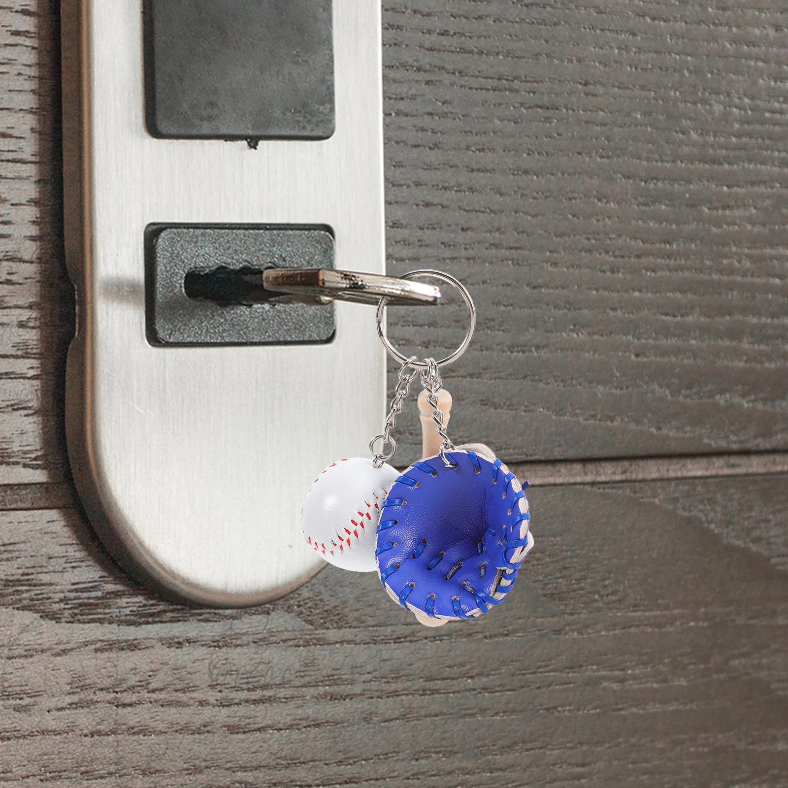 Keychain with Glove and Bat PU Sports Pendant for Keys Bag Charm Fan Gift Small Baseball Keychain