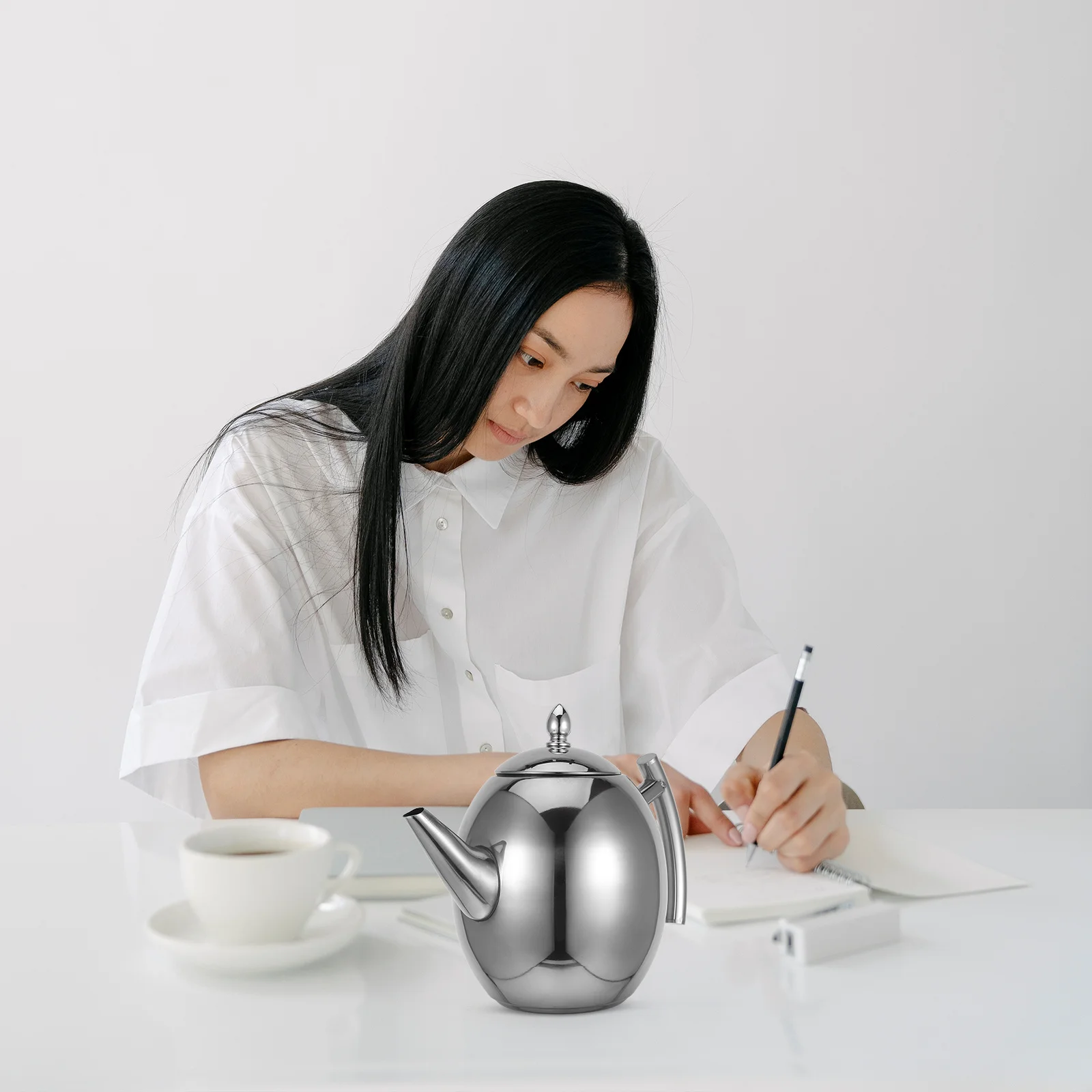 

Stainless Steel Teapot 304 Filtered Loose Leaf Tea Kettle Induction Stovetop Japanese Style Restaurant Hotel Use Kitchen