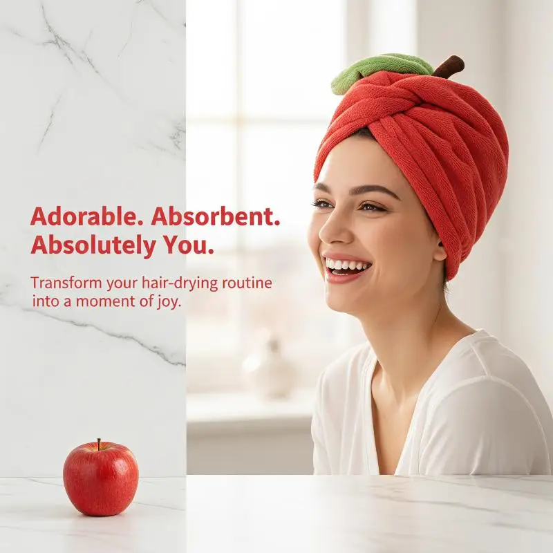 Cute Fruit Shape Hair Drying Cap Super Absorbent Quick Dry Coral Fleece Towel Thickened Shower Bath Cap