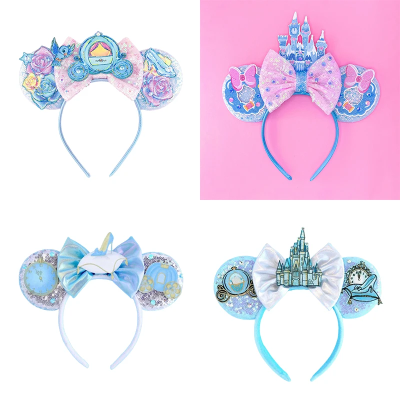 Cinderella Headbands Girls Disneyland Ears Hair Band Women Disney Castle Hairband Kids Pumpkin CoachHeadwear Stitch Headbands