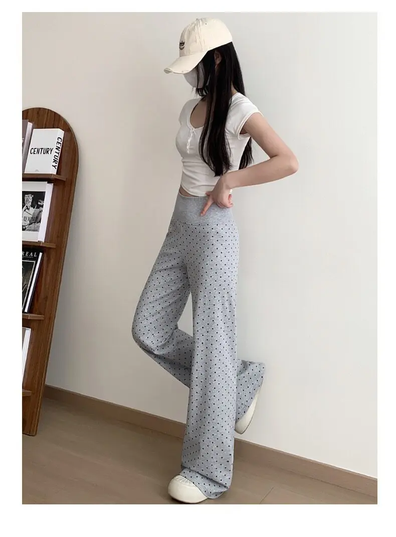 Damen High-Waist Polka-Dot Boot-Cut Hose Schlanke Casual Leggings Retro Vielseitige Oberbekleidung für Fitness, Laufen und Outdoor-Sport – Detail 9