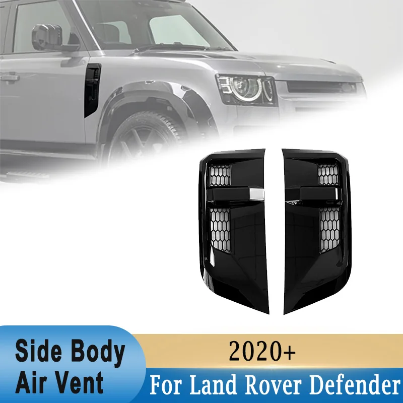 

2Pcs Side Fender Air Intake Vent Cover Grille Trim Gloss Black for Land Rover Defender 110 90 130 2020-2025