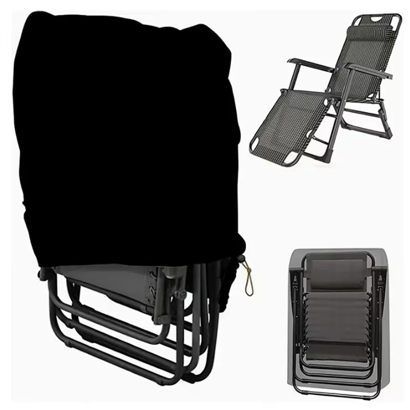 210D Oxford Folding Lounge Chair Cover Windproof Drawstring Design Outdoor Patio Desk Chair Protective Cover Furniture Covers