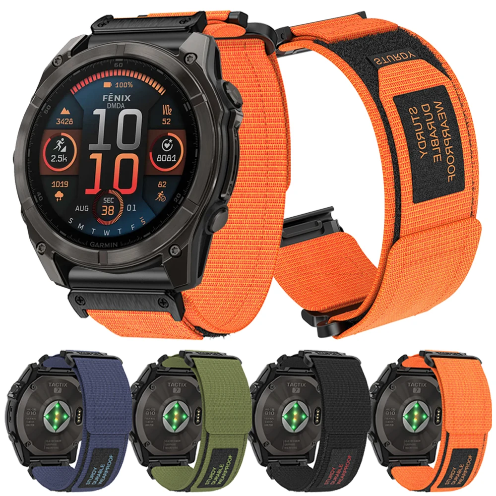 26 مللي متر 22 مللي متر QuickFit الرياضة النايلون حزام ل Garmin Fenix E 8 7 7X/Epix Pro 47 مللي متر 51 مللي متر/TACTIX/Enduro 3/Fenix8 8E حزام (استيك) ساعة سوار