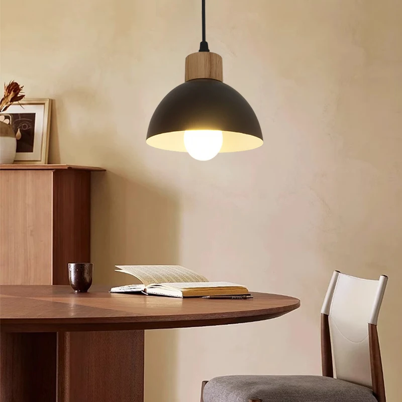 

1Pc black semi-circular hanging pendant light E27 bulb base bedroom dining room kitchen light fixture (without bulb)