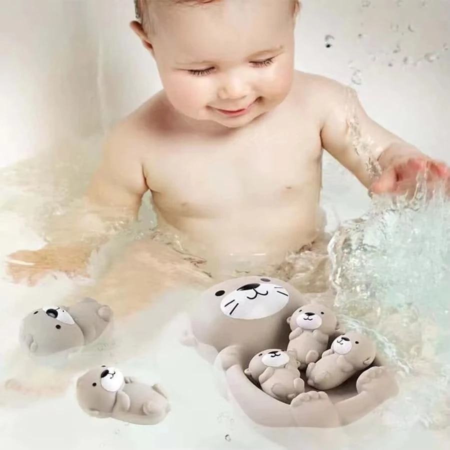 Kids Baby Bath Interactive Toys Floating Animal Cartoon Cute Otter Family Seal Floating Baby Bath Water Play Toys 1 female otter