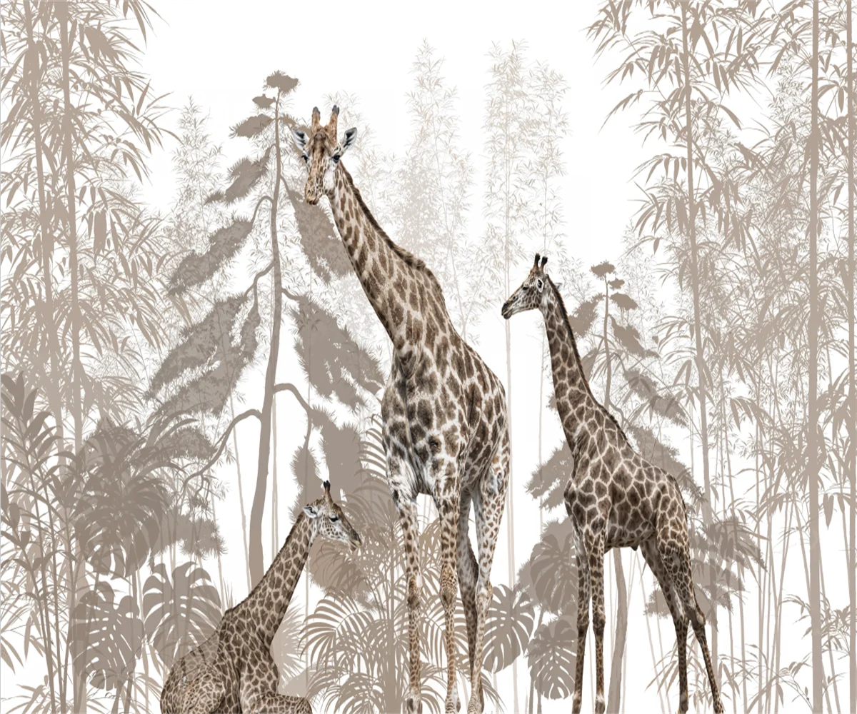 Custom wallpaper Forest Giraffe animal Wolf background mural home decoration living room bedroom 3d wallpaper decorative