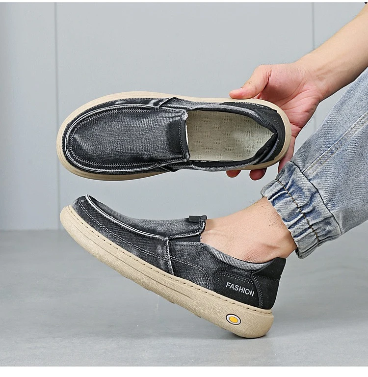 Herren Vintage Denim Slip-On Casual Loafer, weiche, dicke Sohle, atmungsaktiv, leicht, rutschfest, bequem, flache Alltagsschuhe zum Gehen – Detail 15