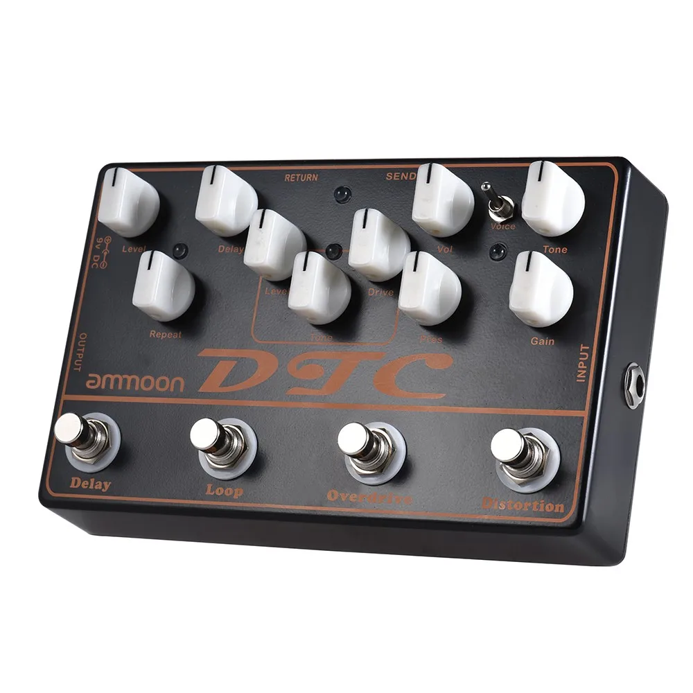 MOSKY DTC 4-in-1 Electric Guitar Effects Pedal Distortion + Overdrive + Loop + Delay