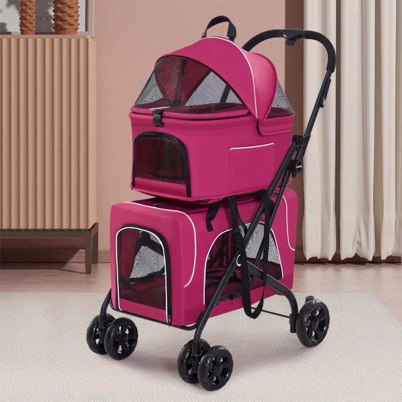 Twin Double Pet Stroller, Dog Stroller, 4 rodas Pet para dois cães e gatos, barato, de alta qualidade