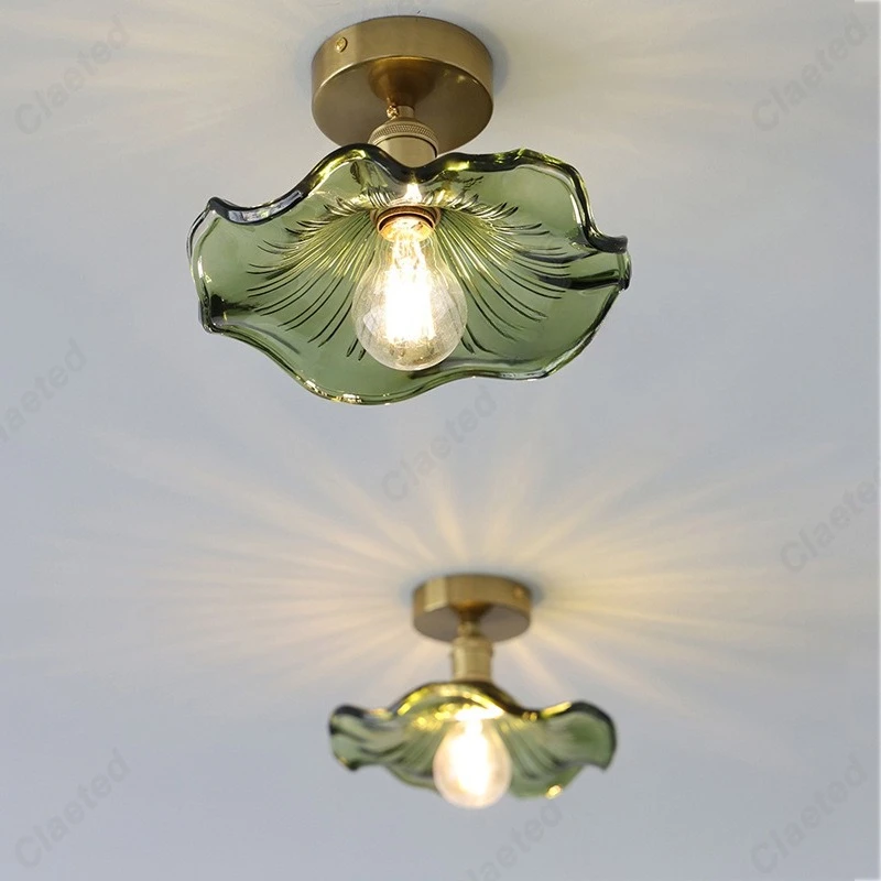 Simple Retro European LED Lotus Leaf Ceiling Lamp Restaurant Bar Living Room Corridor Bedroom Lighting E27