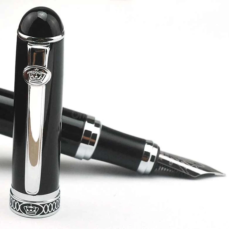 Duke D2 Vintage Fountain Pen Black Barrel & Silver Clip Advanced Writing Gift Pen For Office & School & Home Supplies GF008