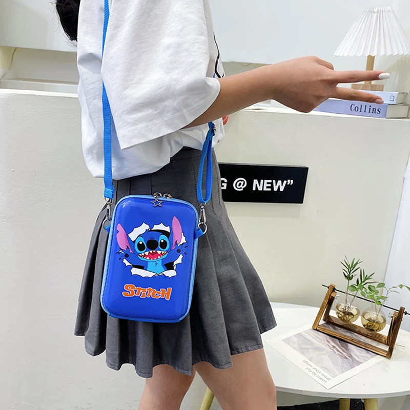 Sac messager Disney Stitch, sacs de rangement mignons de points de dessin animé, sacs à bandoulière pour filles et garçons, sacs à bandoulière d'extérieur, porte-monnaie cadeaux