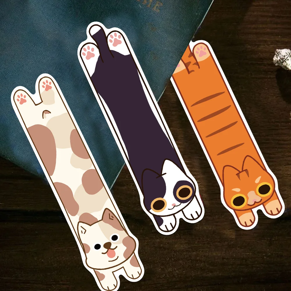 30pcs cartoon cat dog bookmarks student reading books labeling multifunctional paper card DIY decoration book page bookmarks