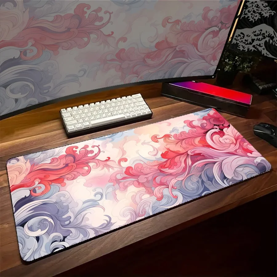 

Large Art Feather Mouse pad Gaming Keyboards Gamers Big Garande Desk Mat XXL Setup 900x400 Pad Computer Anime Pink Mousepad
