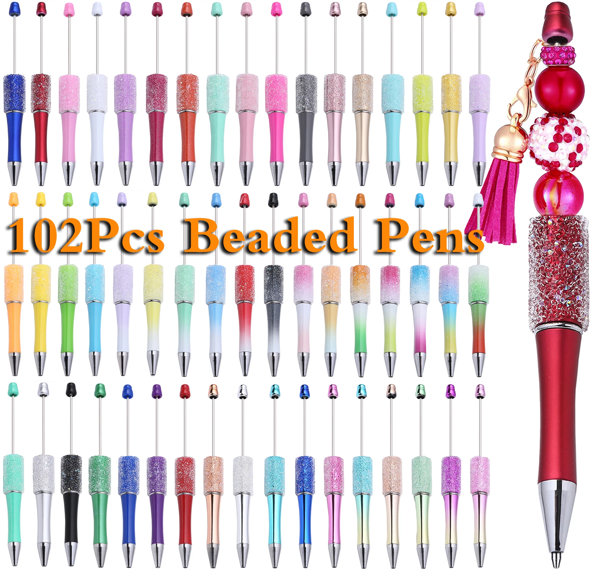 

102piece Wholesale Full Star Beaded Pen Creative DIY Handmade Sticker Set Diamond Beaded Ballpoint Pens Advertising Gift Pen