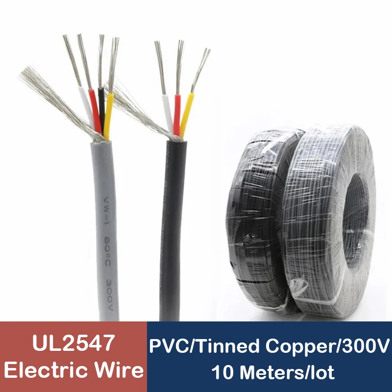 

10M UL2547 Shielded Wire 30AWG 28AWG 26AWG 24AWG 22AWG 20AWG Audio 2 3 4 5 6 7 Cores Headphone Control Copper Signal Cable