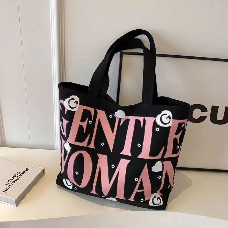 

Women Student Canvas Large Capacity Tote Class Commuting Everything Printed Mommy Hand Bill Shoulder Shopping Bag
