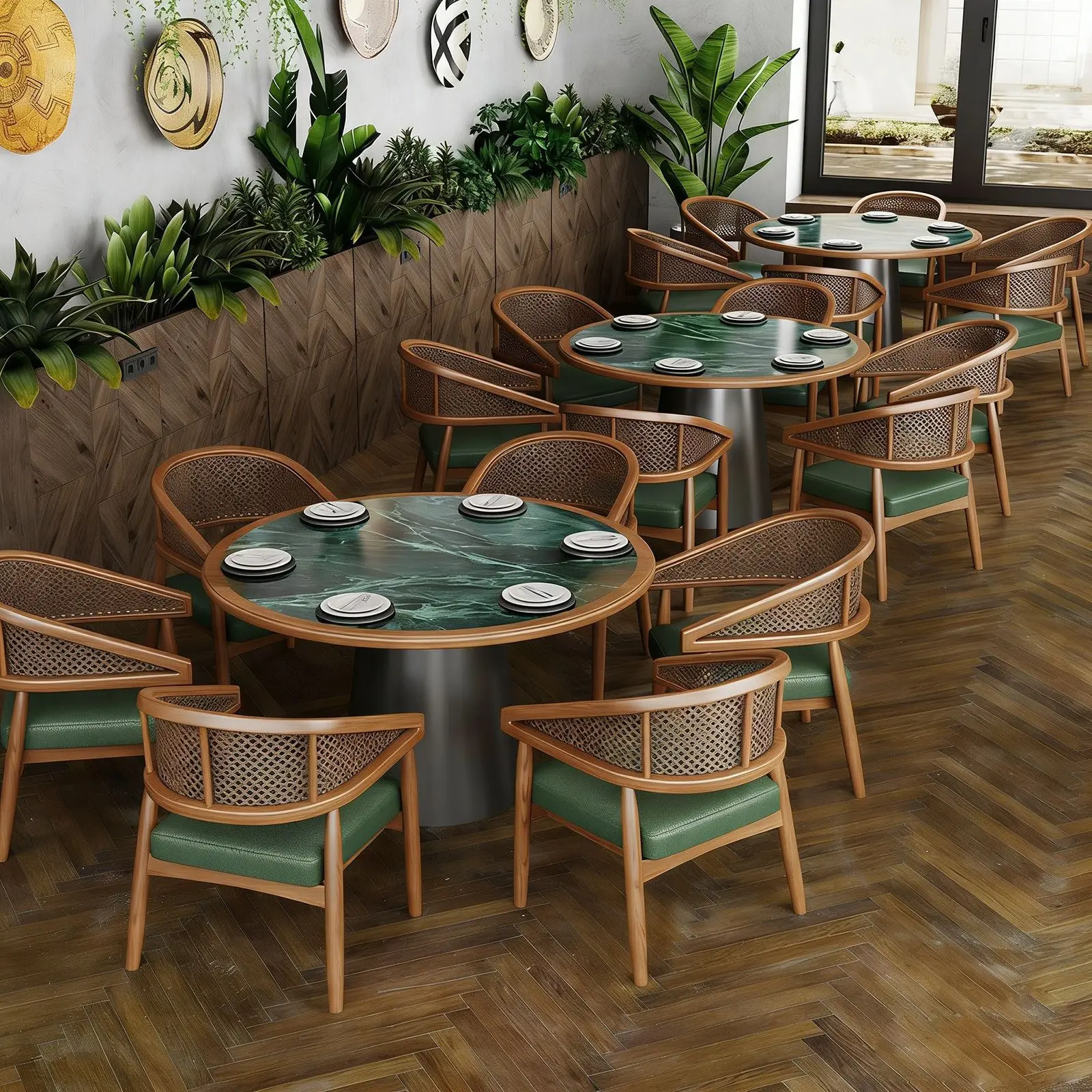 Commercial Restaurant Tables And Chairs Coffee Shop Booths Themed Dining Establishment Table And Chair Sets Sofa For Dining Area