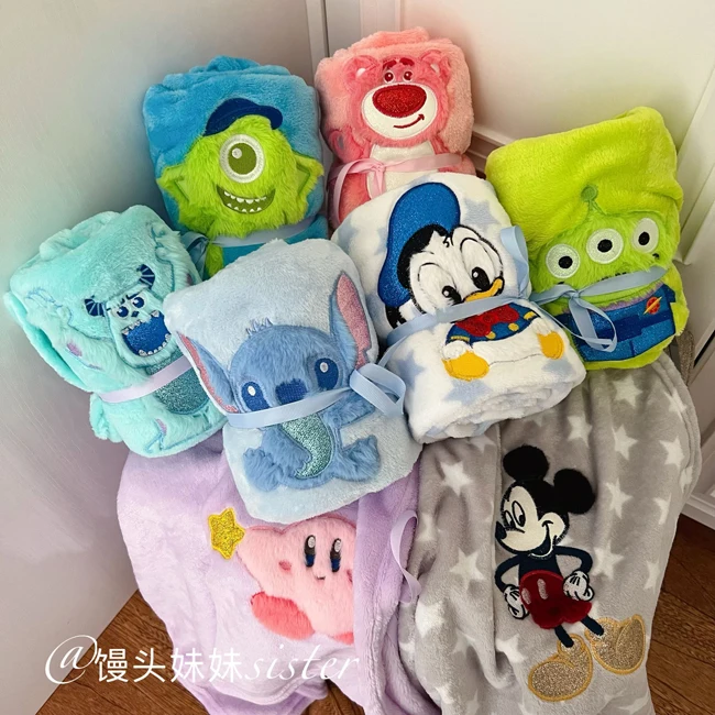 Disney Mickey Stitch Blanket Sullivan Donald Duck Nap Blanket Alien Lotso Spring Summer Flannel Blanket For Child Girl Baby Gift