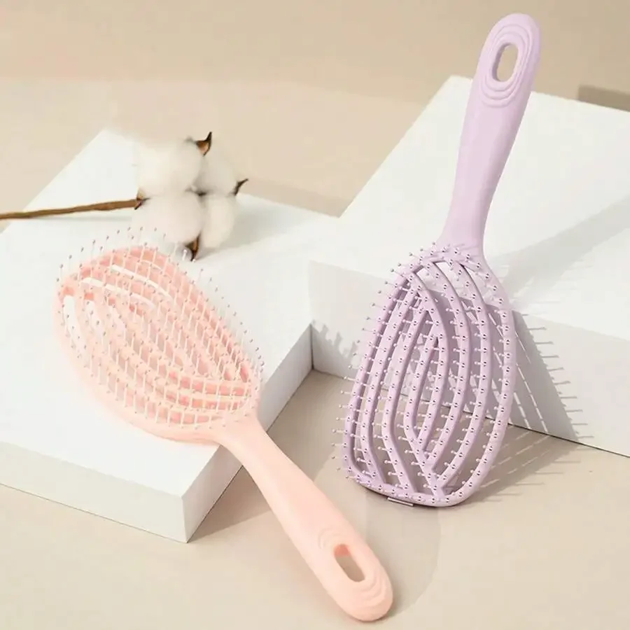 

Large Ribbed Hollow Hair Smoothing Comb For Long Curly Hair Volumizing Styling Massage Comb