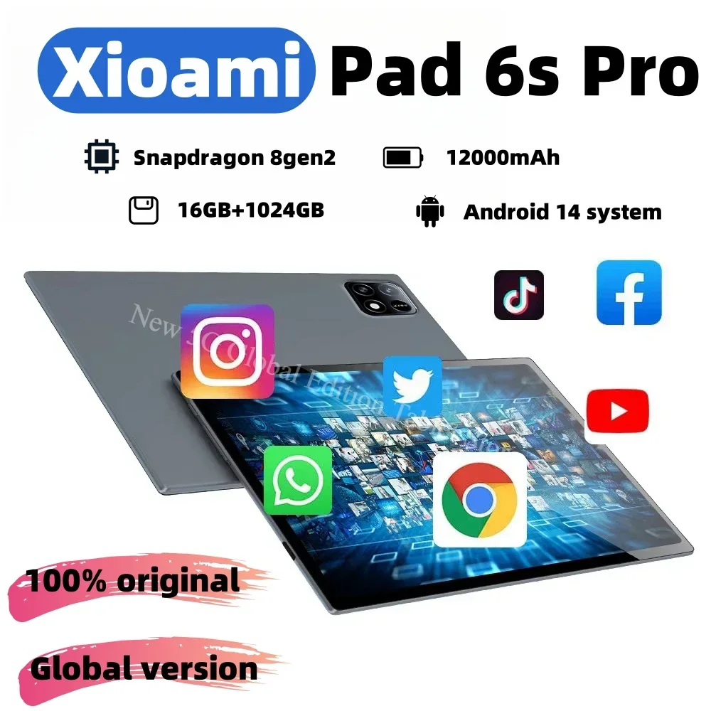 2024 NEW Original MI Pad 6S Pro Tablet 11inch Snapdrago 8gen2  HD 4K Android 14 16GB+1T 12000mAh 5G Dual SIM WiFi GPS Tablet PC