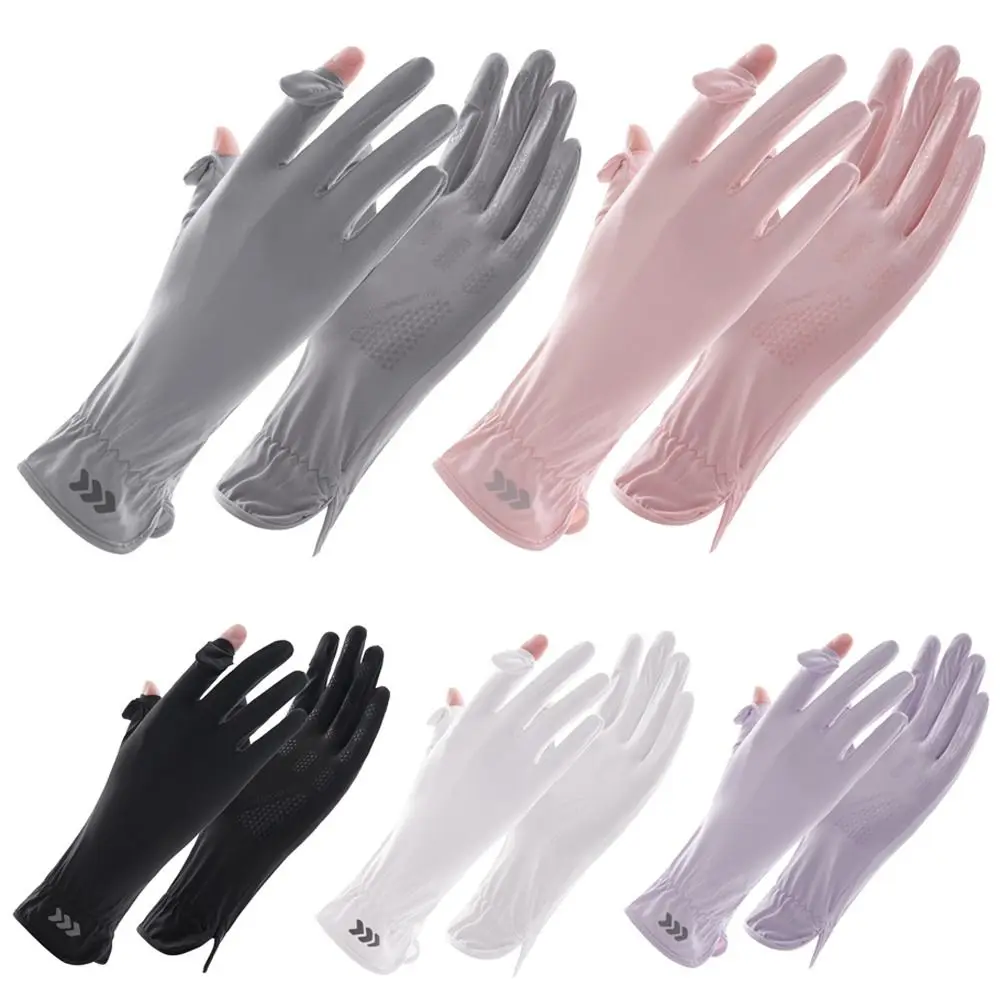 

Long Sunscreen Gloves Fashion Thin Ice Silk Anti-UV Mittens Elastic Touch Screen Sun Protection Gloves Women Girls