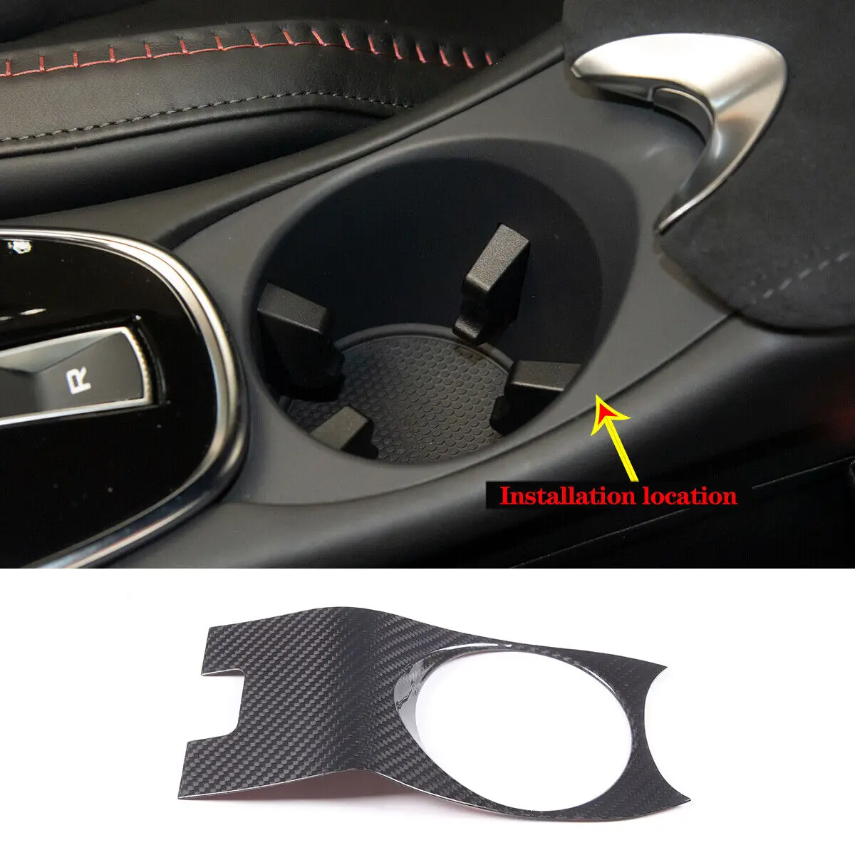 Real Dry Carbon Fiber Center Console Cup Holder Cover Trim Fit For McLaren GT 2019-2022